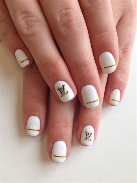 white and gold louis vuitton nails|Louis Vuitton press on nails.